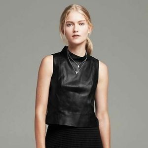 Banana Republic BR Monogram Leather Mock-Neck Top